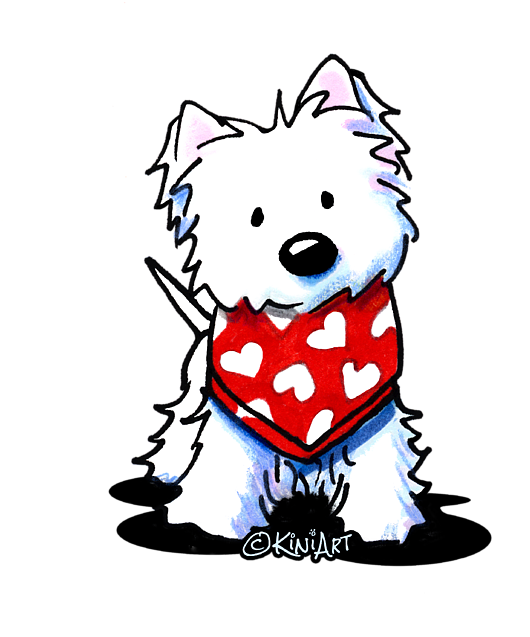 Westie Drawing Valentine - Cartoon Pretty Dog Drawing (600x677)