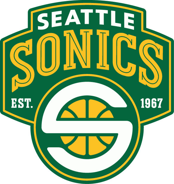Seattle Sonics, Seattle, Washington, Usa Nba Basketball, - Seattle Sonics Logo (583x617)