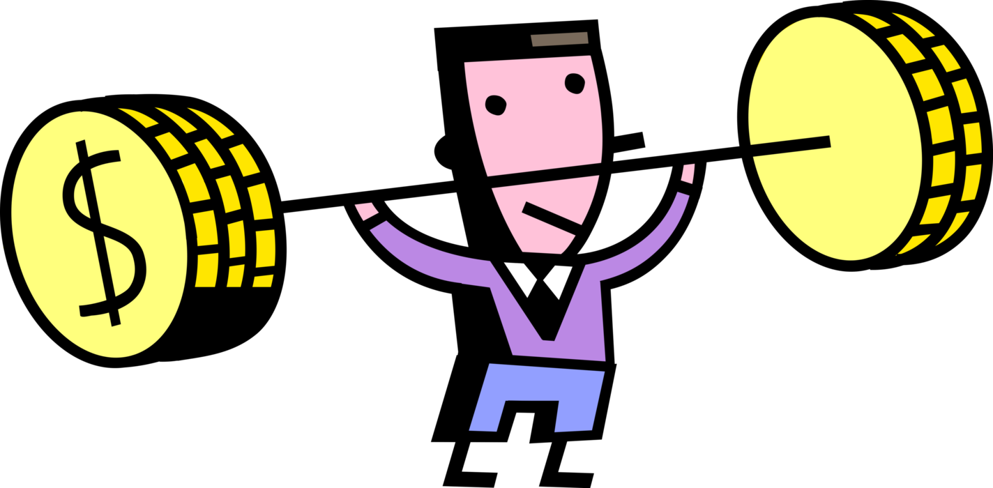 Entrepreneur Lifts Financial Weights Image Illustration - Barbell (1424x700)