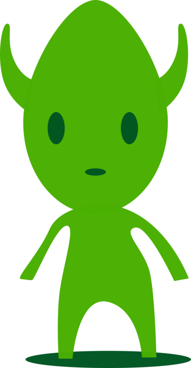 Green Cartoon Line Fiction Leaf - Alien Cartoon Green (389x750)