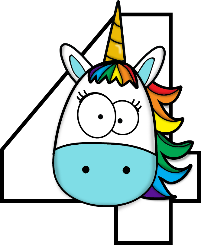 Drawing Birthday Celebration - Unicorn Number 4 (665x813)