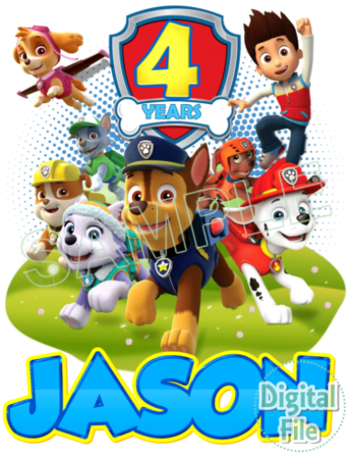 Clip Download Custom Personalized Digital Iron On Transfer - Happy Birthday Paw Patrol Shirt (500x500)