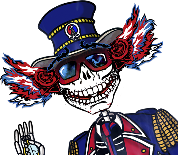 Train Station Skeleton Grateful Dead, Train Station, - Cartoon (589x513)