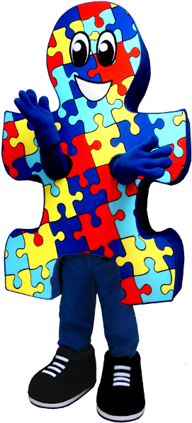 Here's The Puzzle Piece Mascot We Made For Families - Autism Mascot (300x623)