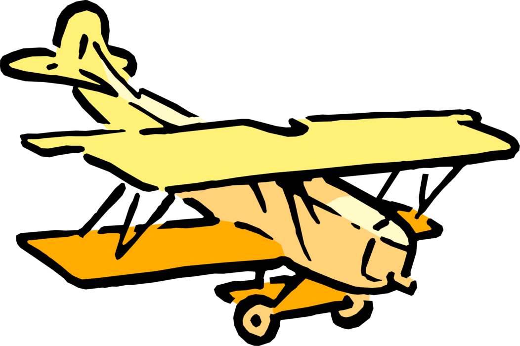 Cartoon Biplane Royalty Free Vector Clip Art Illustration - Aereo Gif Animata (1052x700)