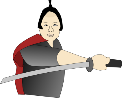 Samurai Demon Eyes Kyo Japan Katana Drawing - Samurai Clipart (422x340)