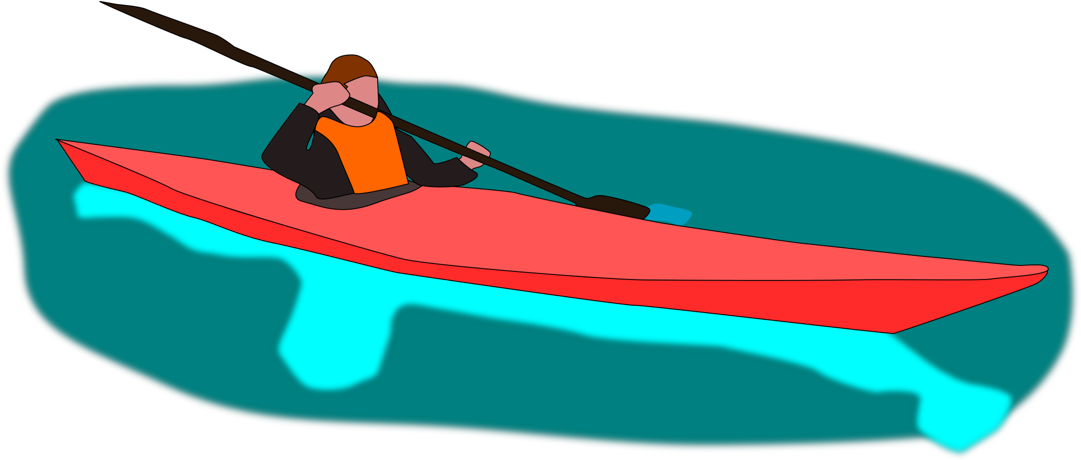 Kayak 2017 Line Art Boating - Clip Art (2400x1168)