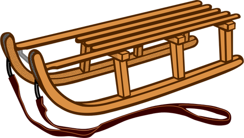 Wooden Sled Line Art Vector Drawing - Luge Clipart (500x284)