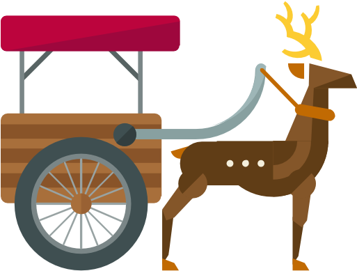 Image Black And White Download Animals Sleigh Deer - Sled (512x512)