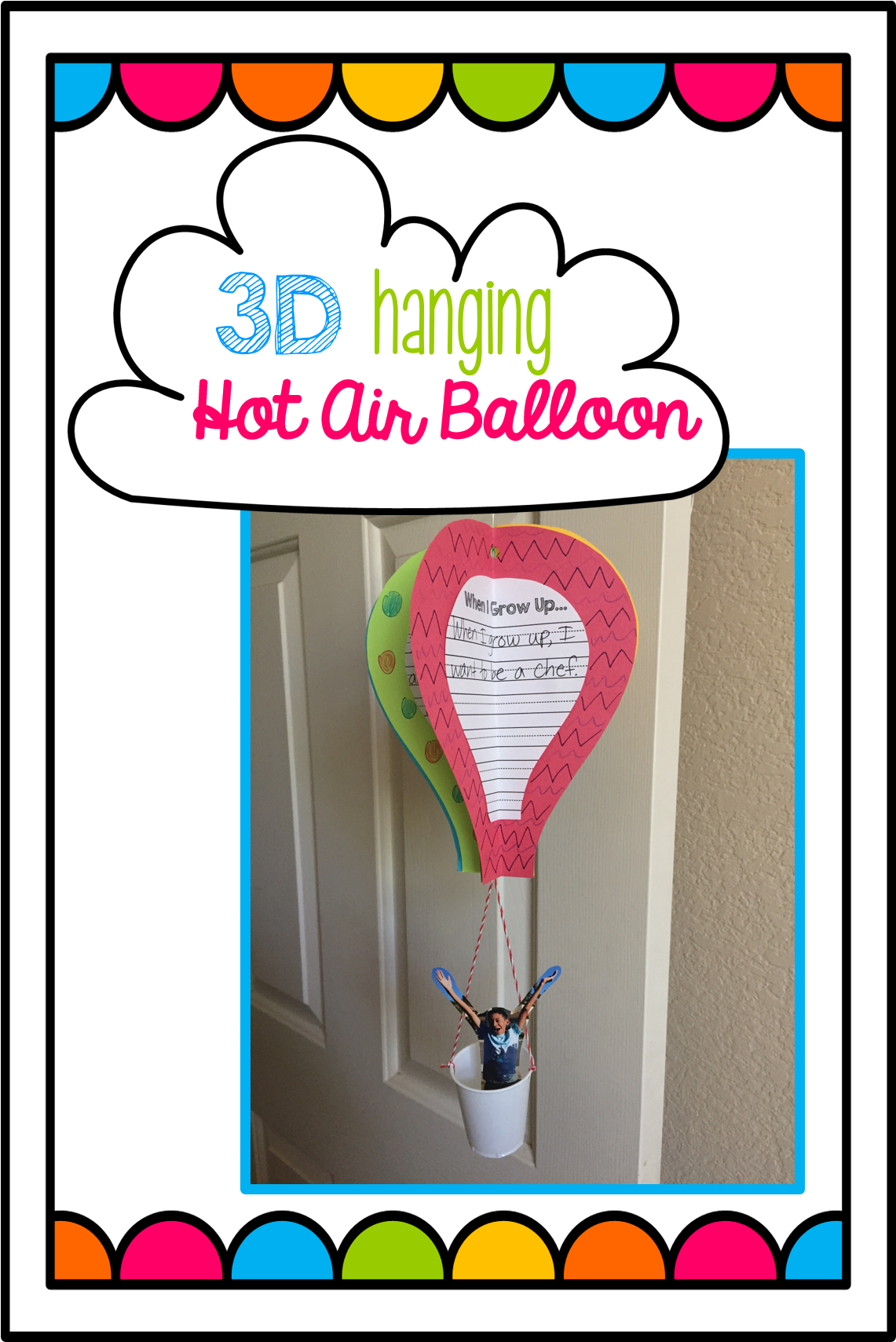 3d Hot Air Balloon To Hang In Classroom For Back To - 3d Hot Air Balloon To Hang In Classroom For Back To (1182x1708)