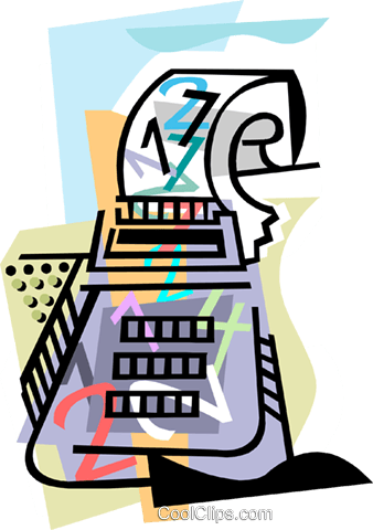 Adding Machine Royalty Free Vector Clip Art Illustration - Adding Machine Royalty Free Vector Clip Art Illustration (338x480)