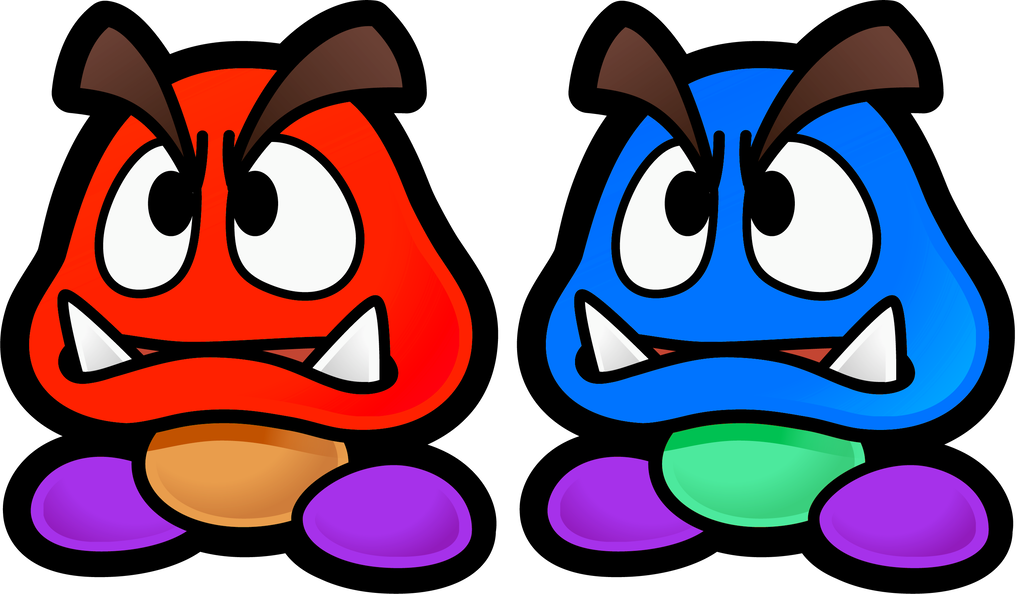 Paper Mario Red And Blue Goomba By Koopshikinggeoshi - Paper Mario Red Goomba (1024x594)