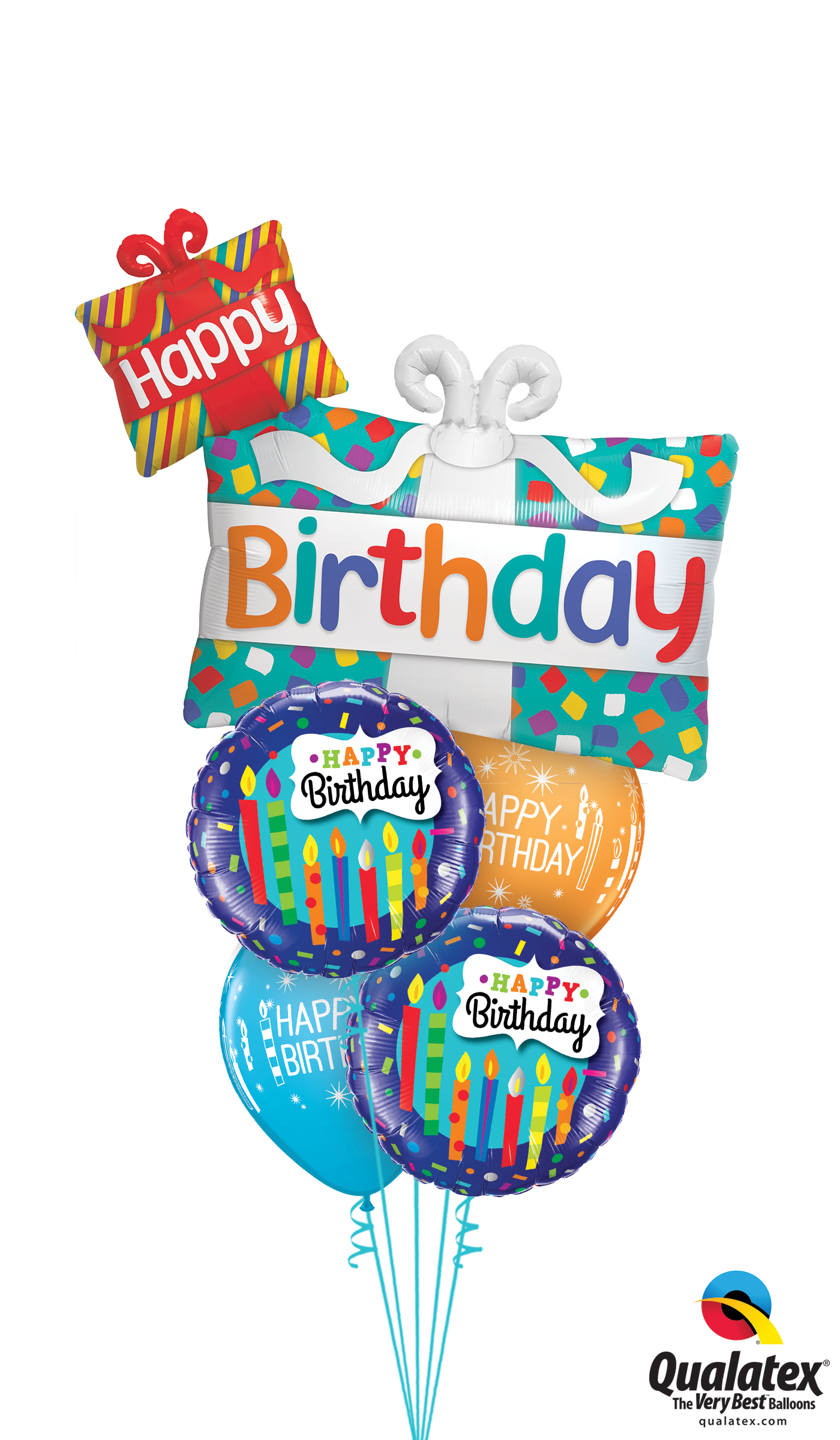 Classic Birthday Presents Balloon Bouquet - 39" Shape Happy Birthday Presents Foil Balloon - Mylar (1400x2400)