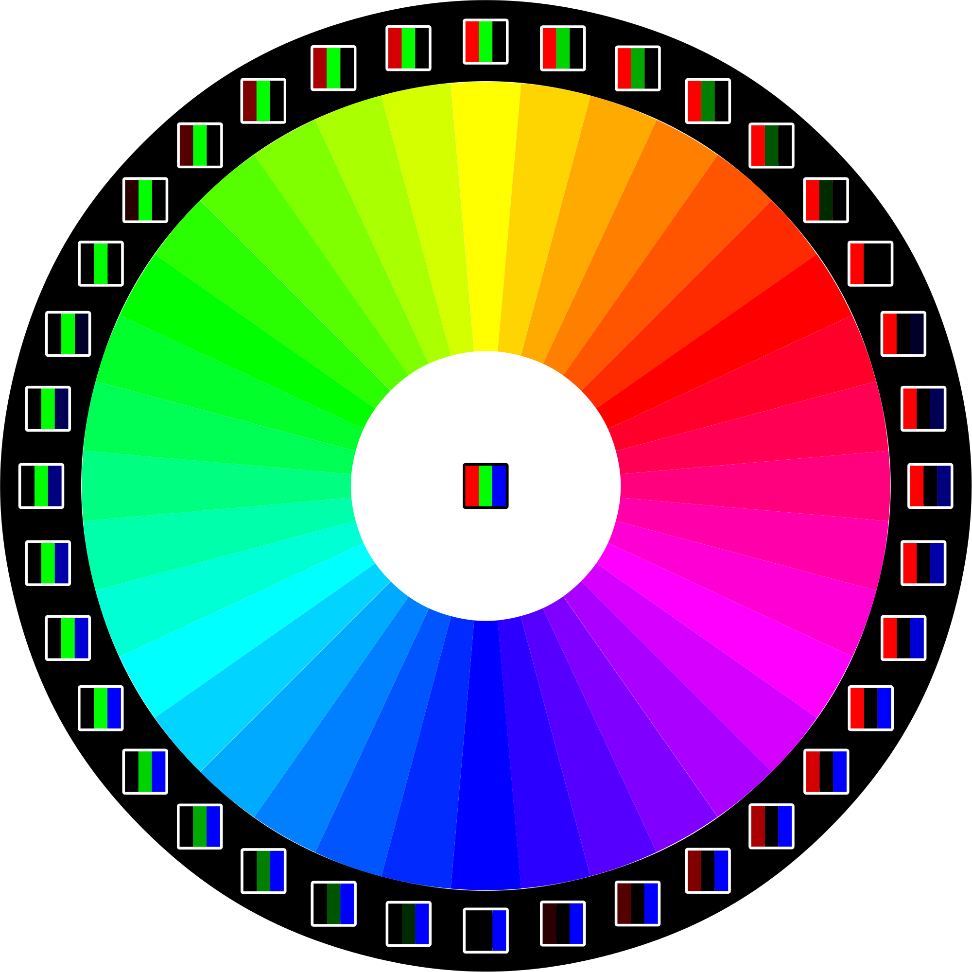 Clip Art Open With Transparent Background - 10 Bit Color Wheel (2000x2000)