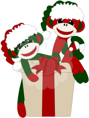 Christmas Sock Monkey - Illustration (400x400)