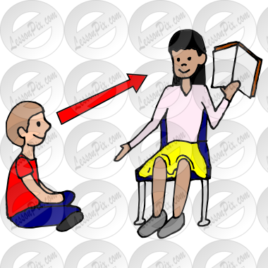 Graphic Royalty Free Stock The Picture For Classroom - Look At Teacher Clipart (380x380)