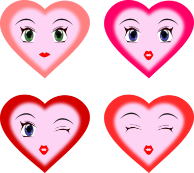 Face Smiley Drawing Eye Emoticon - Cartoon Hearts With Faces (381x340)