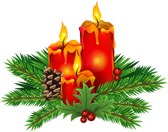 Christmas Garland - - Christmas Candles Png (600x476)