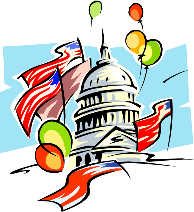 Clip Art Vector Illustration Of Washington Capitol - United States Capitol (642x700)