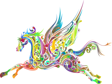 Flying Horses Pegasus Drawing Abstract Art - Unicorn Abstract Art (453x340)