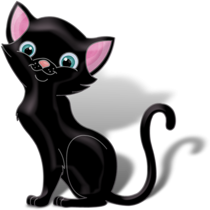 Kitty Cat Clip Art Animals Images, Zoo Animals, Cute - Cute Black Cat Png (500x498)