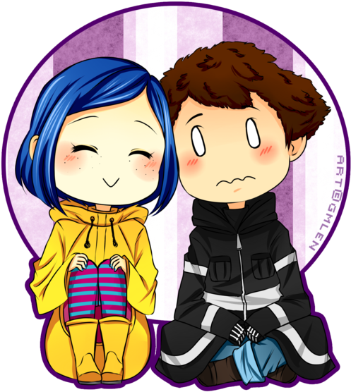 Image Black And White And Wybie By Gmlen Deviantart - Coraline And Wybie Anime (600x600)