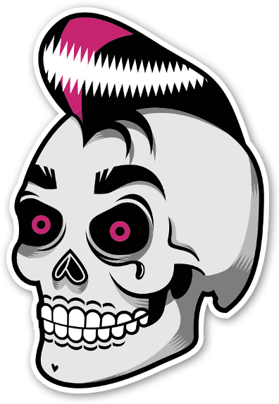 Rockabilly Skull Sticker - Calavera Rockera Png (430x600)