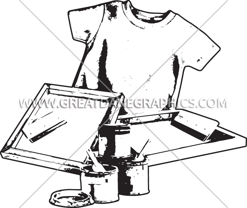 Clipart For Screen Printing - Screen Printing Clipart Black And White (825x697)