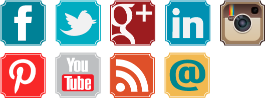 Free Retro Social Media Icons - Social Icons Png Icon Transparent Background (573x242)