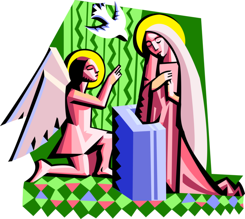 Vector Illustration Of Spiritual Angel Gabriel With - Mary (784x700)