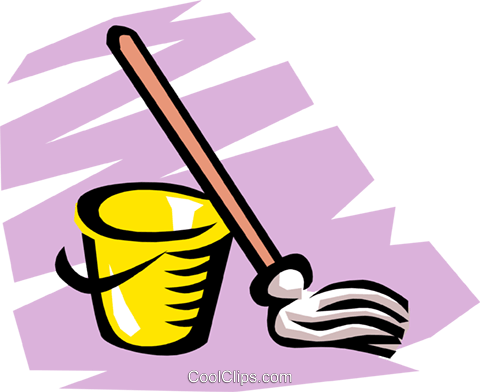 Mop & Pail Royalty Free Vector Clip Art Illustration - Graphic Design (480x392)