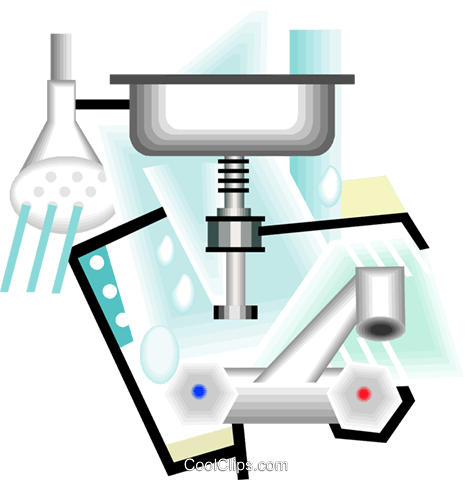 Household Plumbing Royalty Free Vector Clip Art - Fixtures Clipart (471x480)