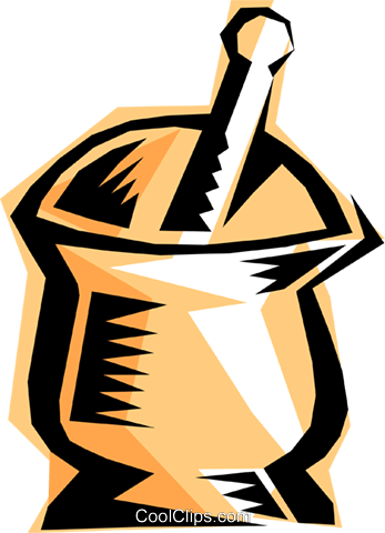 Rx, Mortar And Pestle Royalty Free Vector Clip Art - Drug (347x480)