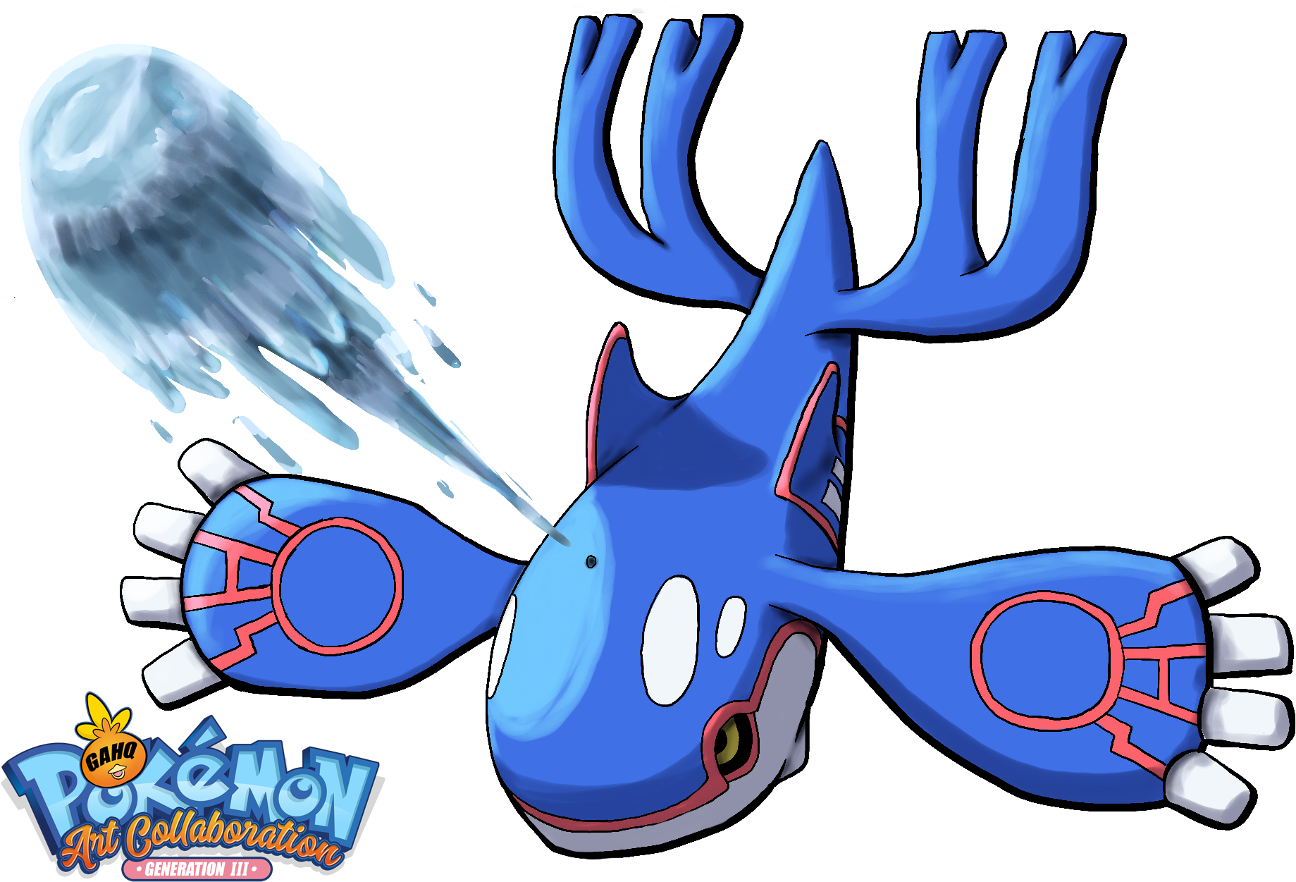 Kyogre Using Water Spout By Yggdrassal - Kyogre Using Water Spout By Yggdrassal (1862x1250)