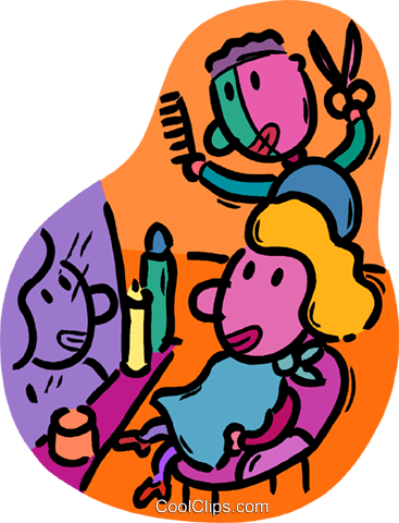 Woman Getting A Haircut Royalty Free Vector Clip Art - Woman Getting A Haircut Royalty Free Vector Clip Art (367x480)