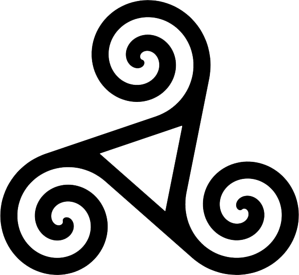 Triple Spiral Celtic Spiral, Celtic Designs, Irish - Triskele Hollow Triangle (614x564)