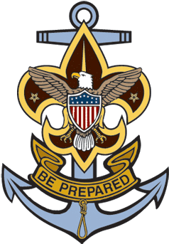 High Adventure In, On, Around, And Under The Water - Boy Scouts Sea Scouts Logo (359x364)