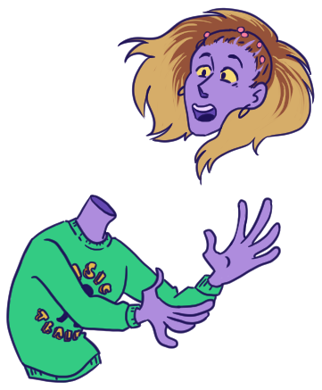 A Bust Of A Headless Girl, Tripping And Throwing Her - Cartoon (430x502)