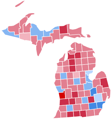 2004 United States Presidential Election In Michigan - Michigan Governor Election Map (375x409)
