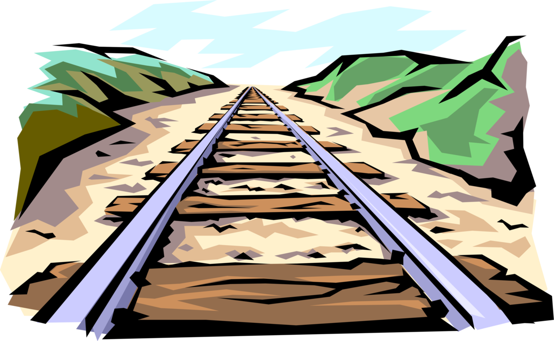 Vector Illustration Of Railway Train Rail Tracks - Desenho Trilho De Trem (1138x700)