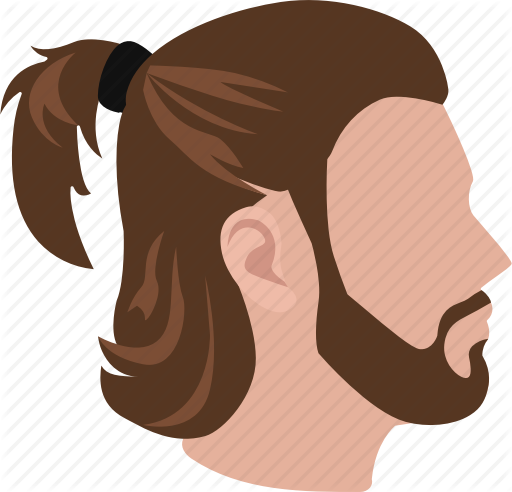 Clip Black And White Stock Male Hairstyles Color By - Mens Pony Tail Cartoon (512x492)