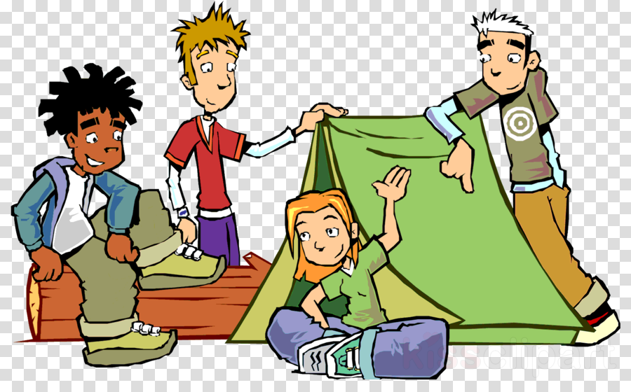 Boys Camping Cartoon Clipart Camping Cartoon Clip Art - Friends Hanging Out Clipart (900x560)
