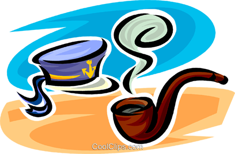 Sailor's Hat And Pipe Royalty Free Vector Clip Art - Sailor's Hat And Pipe Royalty Free Vector Clip Art (480x315)