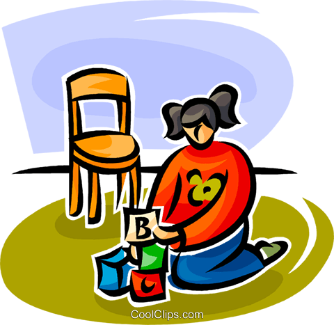 Child Playing With Blocks Royalty Free Vector Clip - Child Playing With Blocks Royalty Free Vector Clip (480x467)