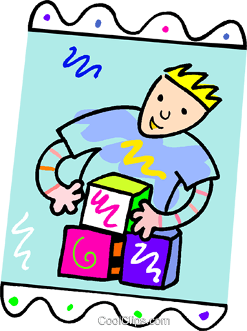 Boy Playing With Blocks Royalty Free Vector Clip Art - Boy Playing With Blocks Royalty Free Vector Clip Art (359x480)