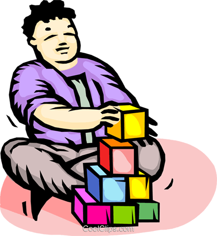 Child With Building Blocks Royalty Free Vector Clip - Child (442x480)