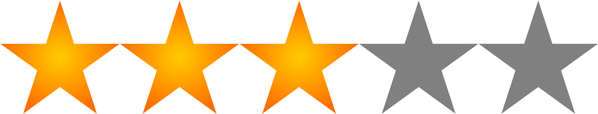 3 Star Png - 5 Stars Gray (2000x411)