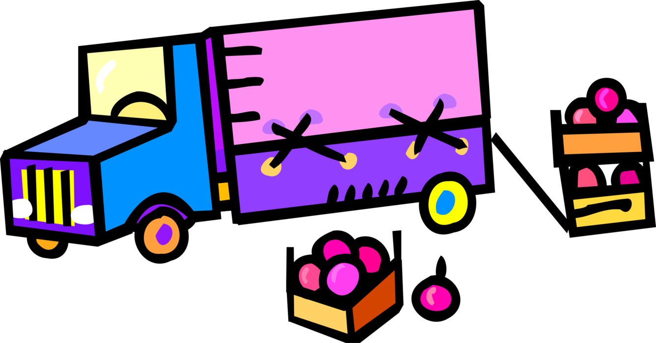 Jpg Freeuse Library Transport Truck With Boxes Of Fruit - Truck (1336x700)