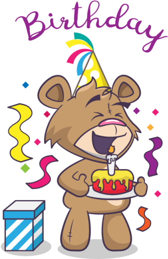 Birthday Card With Cute Bear And Gift, Birthday, Bear, - Greeting Card (640x640)