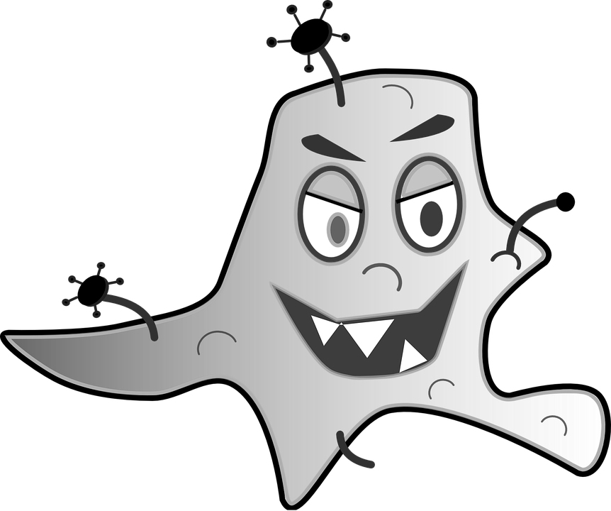 Germ, Virus, Amoeba, Cell, Microorganism - Cartoon Germ Png (862x720)